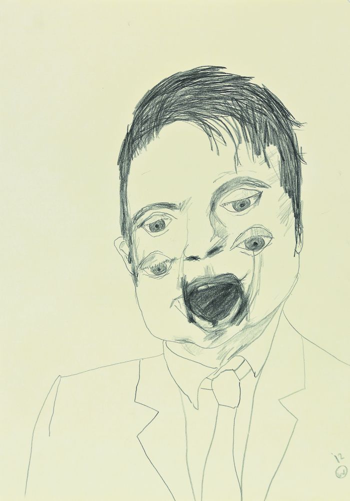 Click the image for a view of: Wilhelm Saayman. Study for a Scream. 2012. Pencil on paper.